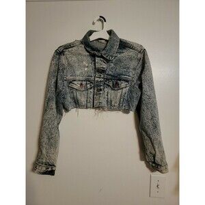 Vintage Steel Jeans Acid Wash Denim Cropped Jacket Women’s M Blue 90s Cutoff
